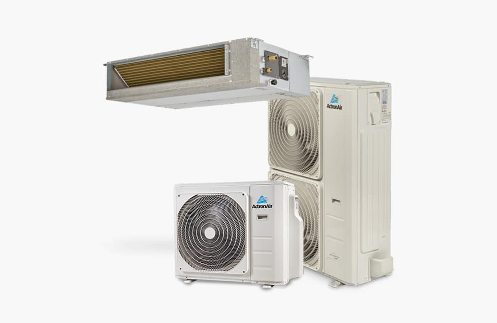 Actron Air reverse cycle ducted split system with indoor and outdoor units
